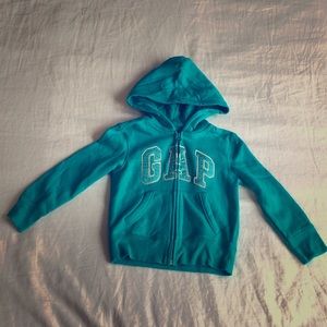 Gap Sparkle Logo 4/5 Zip Hoodie Sweatshirt Turq.